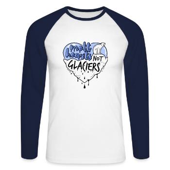 faire fondre les cœurs pas les glaciers - T-shirt baseball manches longues Homme - blanc/marine - Devant - Nik (191cm)