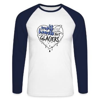 faire fondre les cœurs pas les glaciers - T-shirt baseball manches longues Homme - blanc/marine - Devant - Nik (191cm)