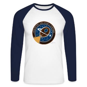 D19 Houston we have a coffee - Unisex Long Sleeve Baseball T-Shirt - white/navy - Front - Nik (191cm)