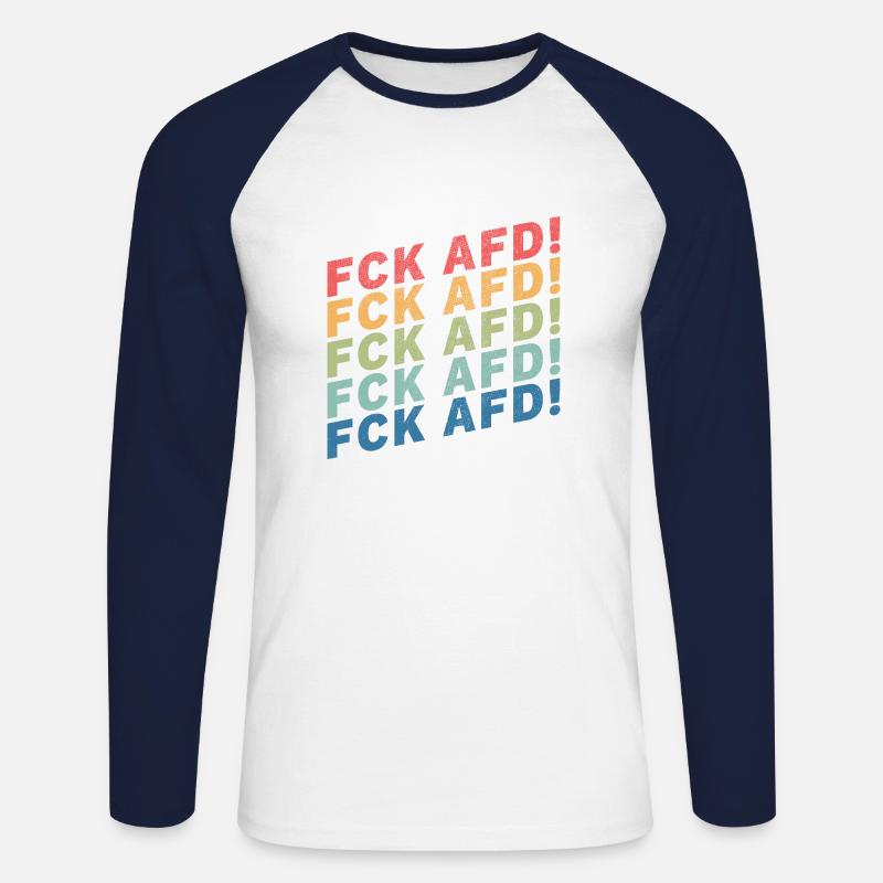 FCK AFD - Unisex Baseballshirt langarm - Weiß/Navy