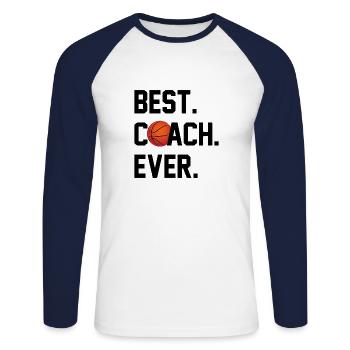 BESTER TRAINER BASKETBALL - Unisex Baseballshirt langarm - Weiß/Navy - Vorne - Nik (191cm)