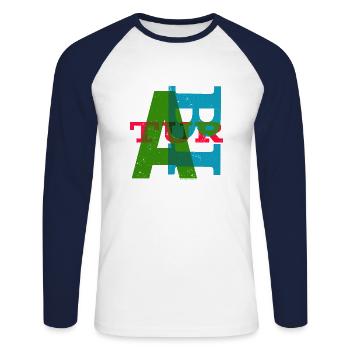 Abitur TypoArt für weiße Shirts - Unisex Baseballshirt langarm - Weiß/Navy - Vorne - Nik (191cm)