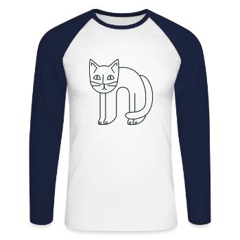 Chat flexi suspendu - T-shirt baseball manches longues Homme - blanc/marine - Devant - Nik (191cm)