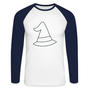 Hexenhut - Unisex Baseballshirt langarm - Weiß/Navy - Vorne - Nik (191cm)