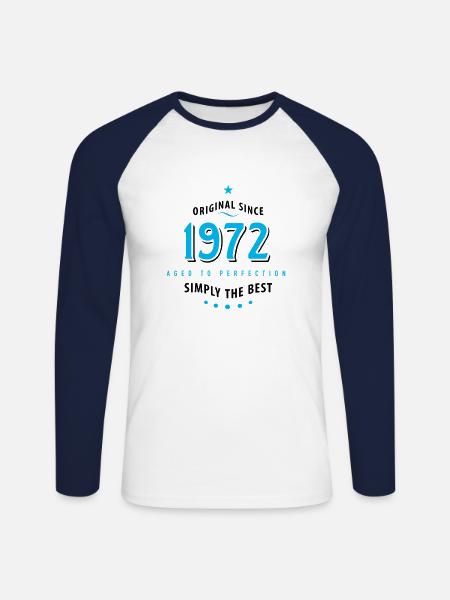 Original since 1972 birthday simply the best Star - Unisex Long Sleeve Baseball T-Shirt - white/navy