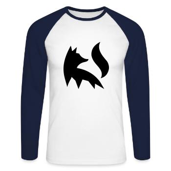 Fuchs Silhouette Wald Natur Tier Rotfuchs Vektor - Unisex Baseballshirt langarm - Weiß/Navy - Vorne - Nik (191cm)