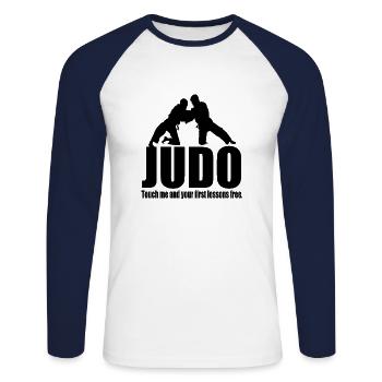 Funny judo - Unisex Long Sleeve Baseball T-Shirt - white/navy - Front - Nik (191cm)