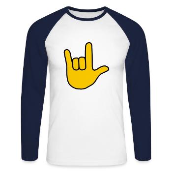 Emoji Ich liebe dich Skizze Farbe - Unisex Baseballshirt langarm - Weiß/Navy - Vorne - Nik (191cm)