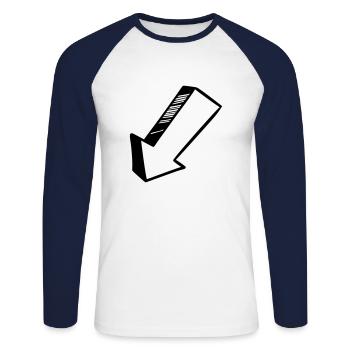 Flèche dessin croquis noir - T-shirt baseball manches longues Homme - blanc/marine - Devant - Nik (191cm)