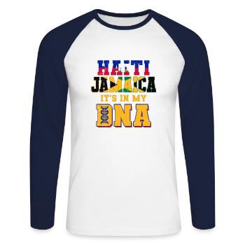 Haiti Haitian Jamaica Combination I Gift - Unisex Long Sleeve Baseball T-Shirt - white/navy - Front - Nik (191cm)