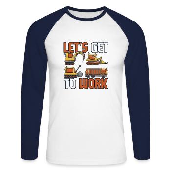 Excavator Construction Site Construction Worker Girl I Gift - Unisex Long Sleeve Baseball T-Shirt - white/navy - Front - Nik (191cm)