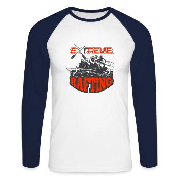 Extreme Rafting | Adventure Rafting - Unisex Long Sleeve Baseball T-Shirt - white/navy - Front - Nik (191cm)