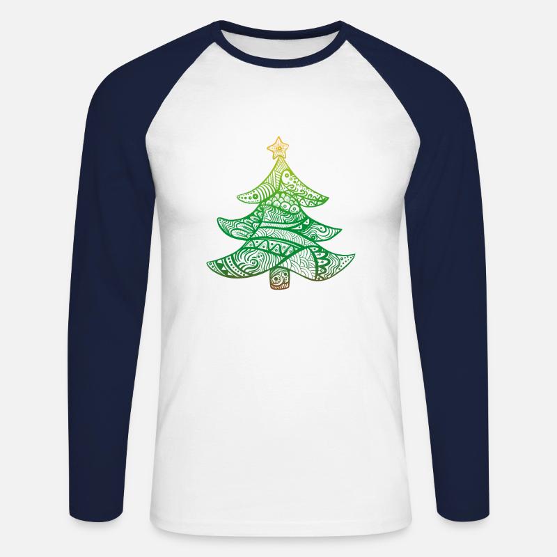 Weihnachtsbaum - Unisex Baseballshirt langarm - Weiß/Navy