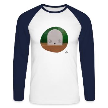I see faces - I see faces '17 - Unisex Long Sleeve Baseball T-Shirt - white/navy - Front - Nik (191cm)