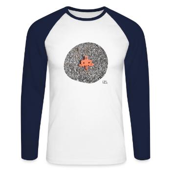I see faces - Ich sehe Gesichter - Unisex Long Sleeve Baseball T-Shirt - white/navy - Front - Nik (191cm)