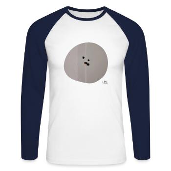I see faces - Ich sehe Gesichter - Unisex Long Sleeve Baseball T-Shirt - white/navy - Front - Nik (191cm)