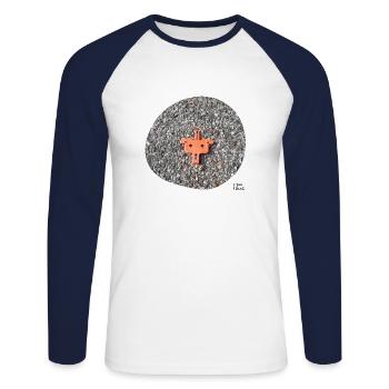 I see faces - Ich sehe Gesichter - Unisex Long Sleeve Baseball T-Shirt - white/navy - Front - Nik (191cm)