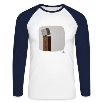I see faces - Ich sehe Gesichter - Unisex Long Sleeve Baseball T-Shirt - white/navy - Front - Nik (191cm)