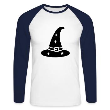 Magischer Hut - Unisex Baseballshirt langarm - Weiß/Navy - Vorne - Nik (191cm)