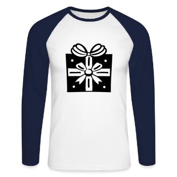 Petite boite cadeau - T-shirt baseball manches longues Homme - blanc/marine - Devant - Nik (191cm)