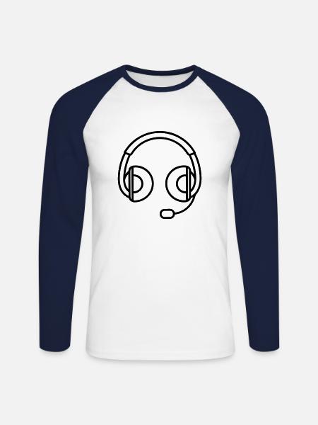 Gaming headset - Unisex Long Sleeve Baseball T-Shirt - white/navy