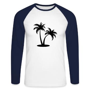 palmier - T-shirt baseball manches longues Homme - blanc/marine - Devant - Nik (191cm)