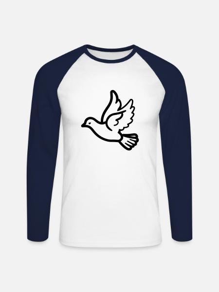Dove - Unisex Long Sleeve Baseball T-Shirt - white/navy