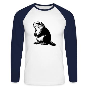 Marmot - Unisex Long Sleeve Baseball T-Shirt - white/navy - Front - Nik (191cm)