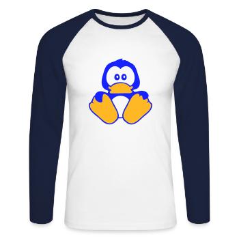 Mignon Penguin Siège Bébé Enfant Tout-petit Timide - T-shirt baseball manches longues Homme - blanc/marine - Devant - Nik (191cm)