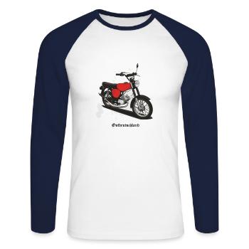 S51 (rouge) // Illustration - T-shirt baseball manches longues Homme - blanc/marine - Devant - Nik (191cm)