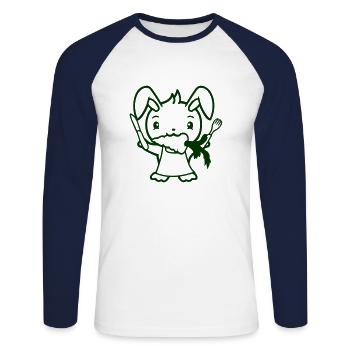 Bunny Carrot Carrot Mouth Food Hunger Fork Knife - Unisex Long Sleeve Baseball T-Shirt - white/navy - Front - Nik (191cm)