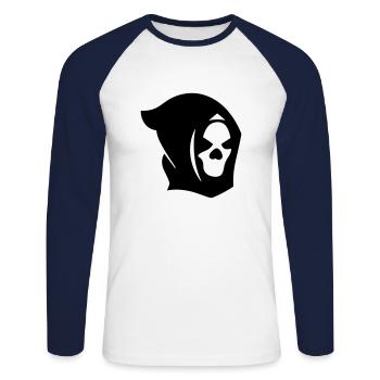 Tête de mort - T-shirt baseball manches longues Homme - blanc/marine - Devant - Nik (191cm)