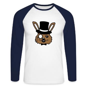Sir Bunny Monocle Glasses Beard Top Hat Mr. Mr. - Unisex Long Sleeve Baseball T-Shirt - white/navy - Front - Nik (191cm)
