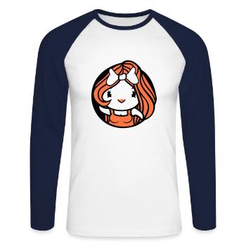 Oiseau Dame Femme Femme Jolie Robe Arc - T-shirt baseball manches longues Homme - blanc/marine - Devant - Nik (191cm)