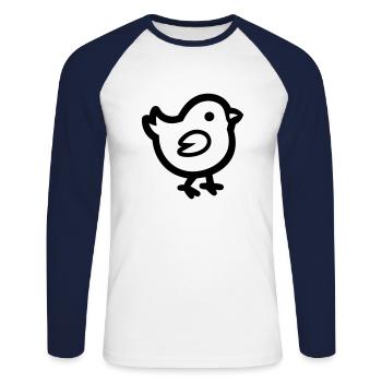 poussin - T-shirt baseball manches longues Homme - blanc/marine - Devant - Nik (191cm)