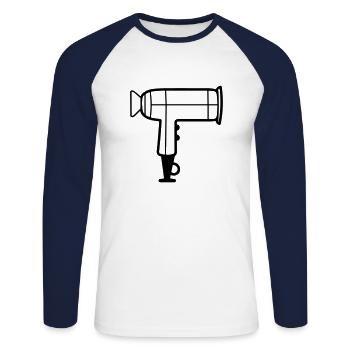 Seche cheveux - T-shirt baseball manches longues Homme - blanc/marine - Devant - Nik (191cm)
