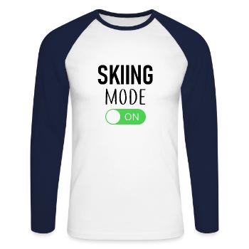 Skiing Mode On - Ski - Skiing - Directions - Unisex Long Sleeve Baseball T-Shirt - white/navy - Front - Nik (191cm)