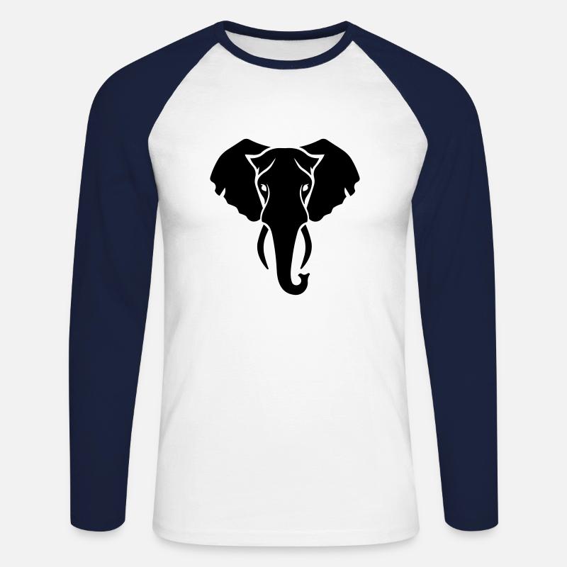 Elefant - Unisex Baseballshirt langarm - Weiß/Navy