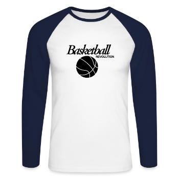 Révolution du basket-ball - T-shirt baseball manches longues Homme - blanc/marine - Devant - Nik (191cm)