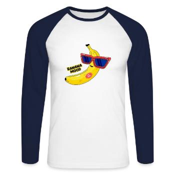 Banana - Unisex Long Sleeve Baseball T-Shirt - white/navy - Front - Nik (191cm)