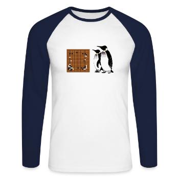 Schultertreffer auf der fünften Linie - Unisex Baseballshirt langarm - Weiß/Navy - Vorne - Nik (191cm)
