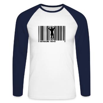 code barre4 bodybuilding forever musculature - Unisex Long Sleeve Baseball T-Shirt - white/navy - Front - Nik (191cm)