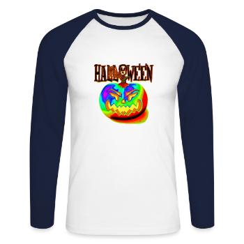HELLOWEEN REGENBOGEN - Unisex Baseballshirt langarm - Weiß/Navy - Vorne - Nik (191cm)