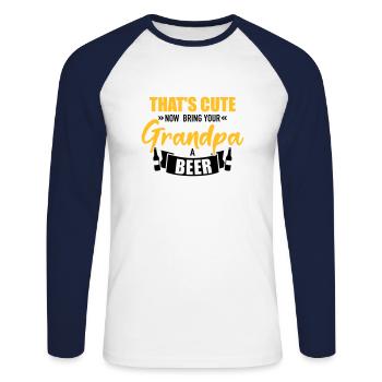 Grand-père - T-shirt baseball manches longues Homme - blanc/marine - Devant - Nik (191cm)