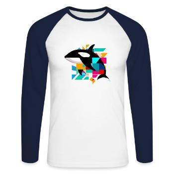 Killer whale - Unisex Long Sleeve Baseball T-Shirt - white/navy - Front - Nik (191cm)