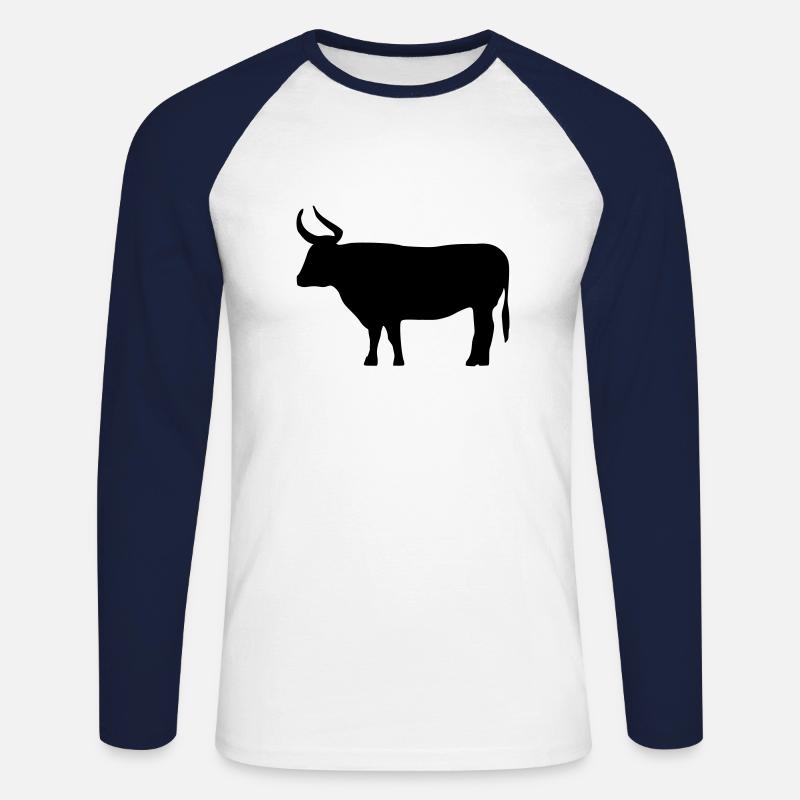 Stier - Unisex Baseballshirt langarm - Weiß/Navy