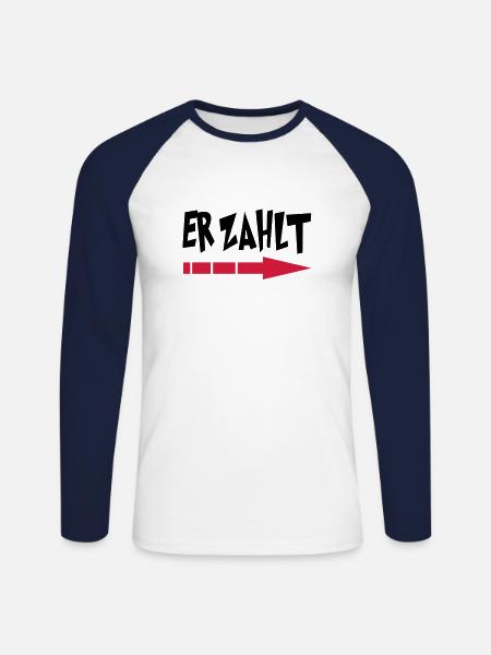 er_zahlt - T-shirt baseball manches longues Homme - blanc/marine