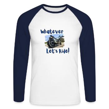 Whatever - Let's ride! - Unisex Baseballshirt langarm - Weiß/Navy - Vorne - Nik (191cm)