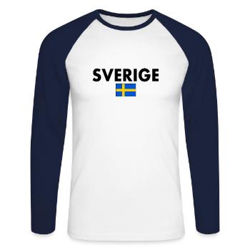 Sverige - T-shirt baseball manches longues Homme - blanc/marine - Devant - Nik (191cm)