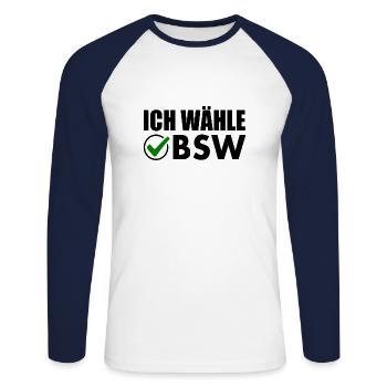 ich wähle bsw - Unisex Baseballshirt langarm - Weiß/Navy - Vorne - Nik (191cm)